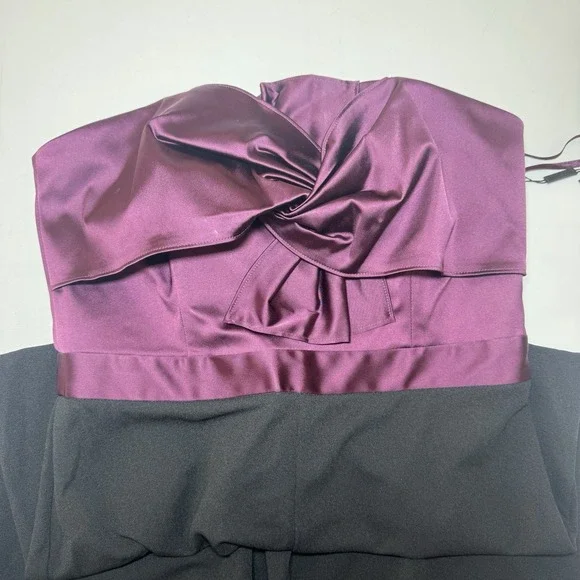 White House Black Market WHBM Strapless Twist Plum Black Jumpsuit 6 Wide Leg - Picture 5 of 10